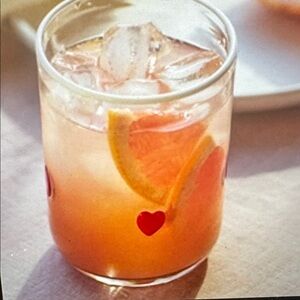Anthropologie Red Heart Glass Tumbler